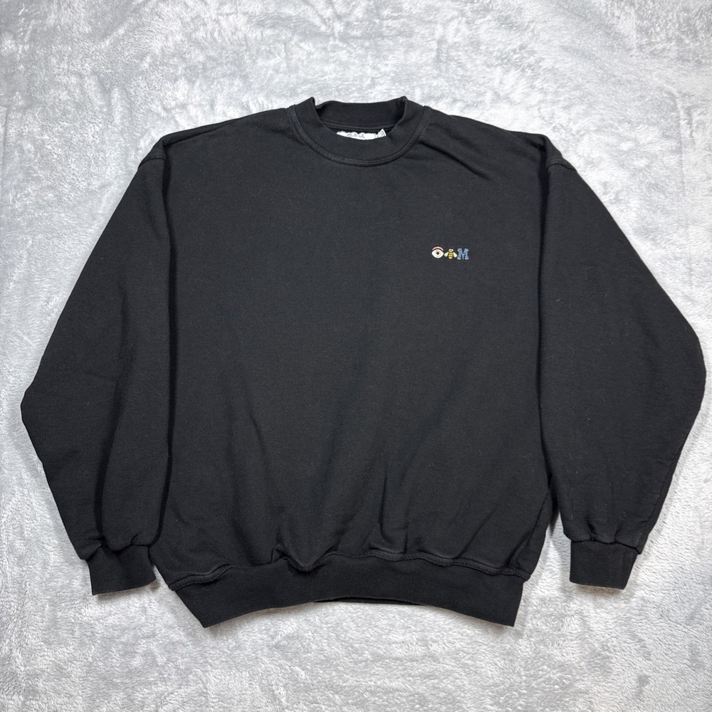 Vintage IBM Sweatshirt Mens L Black Icons Eye Bee M Rare Tech Pullover Crewneck